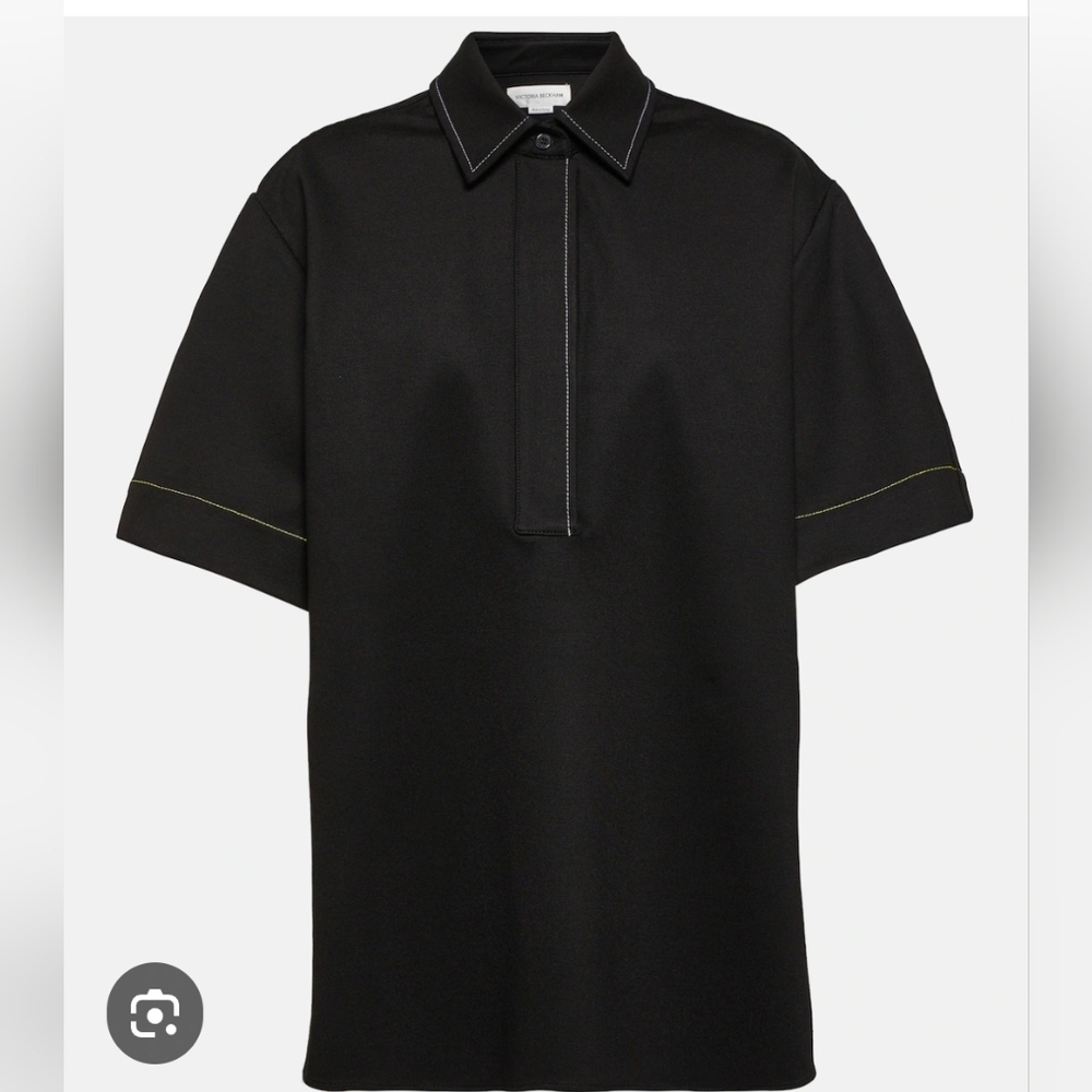 Victoria Beckham Black Pointed Collar Polo Shirt - Picture 13 of 14